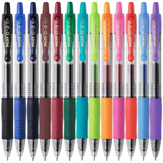 Pilot G2 07mm Penna Gel a Scatto Colori Pastello Nero Rosso Blu Bianco Viola Oro Argento Verde  - 1