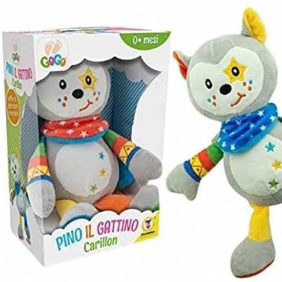 Pino il Gattino - Carillon - Gioco Infanzia - Beb - Bambino - Blu Verde Giallo Grigio - Teorema - 1