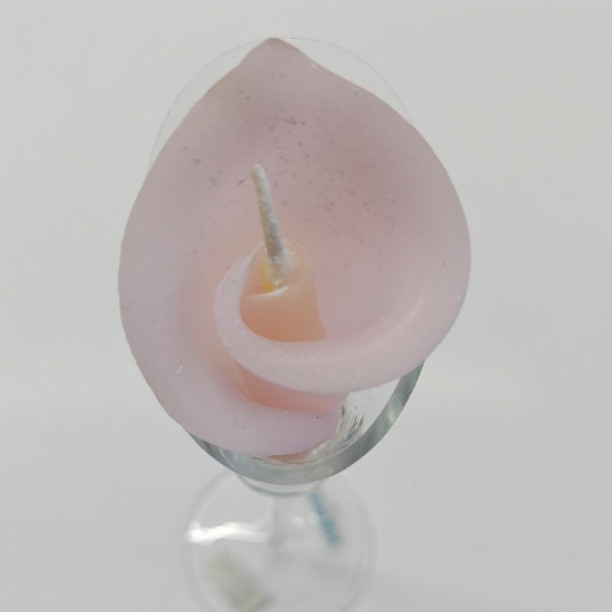 Portacandele Candeliere in Vetro Trasparente con Candela Rosa Calla Vintage - 2