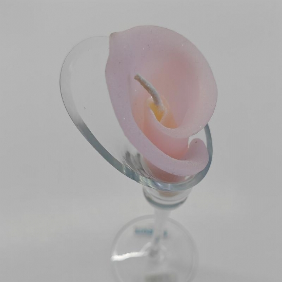Portacandele Candeliere in Vetro Trasparente con Candela Rosa Calla Vintage - 2