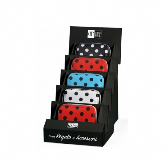 Portafoglio Donna   Niji City Time 61112  Nero Rosso Azzurro Pois Nero Bianco Porta Tessere - 2