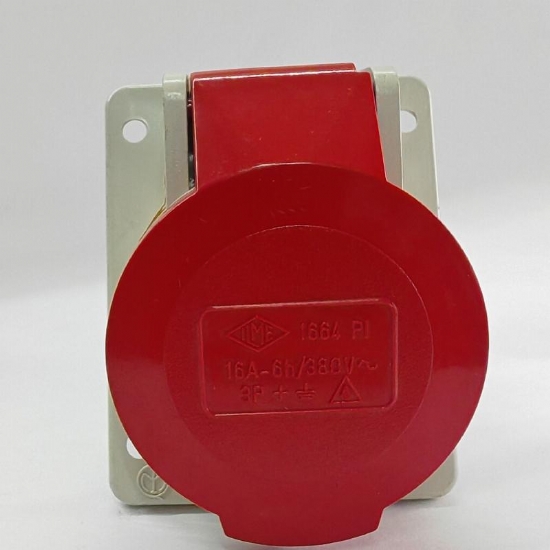  Presa da Incasso Protetta Industriale Trifase Ilme Serie Pluso 4 Poli IP44 16A 380V 6H Colore Rosso  - 1