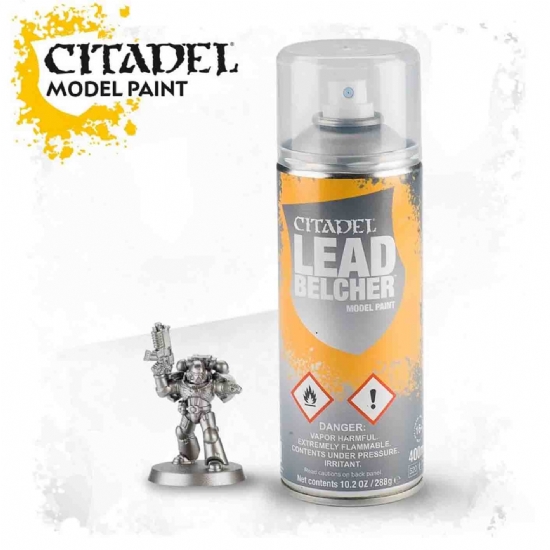 Primer Spray Citadel Colour Grigio metallico realistico Leadbelcher da 400ml per pittura miniature Warhammer 40000 Kill Team Age of Sigmar Warcry - 1