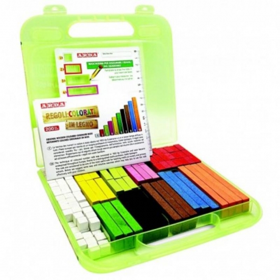 Regoli Valigetta  in Legno Colorato Arda Set 200 Pezzi per Imparare Matematica - 2
