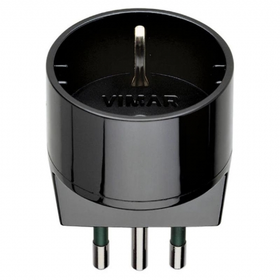 Riduzione Presa Vimar 302 2P T 10A  Spina Shuko Tedesca S11 Nero - 1