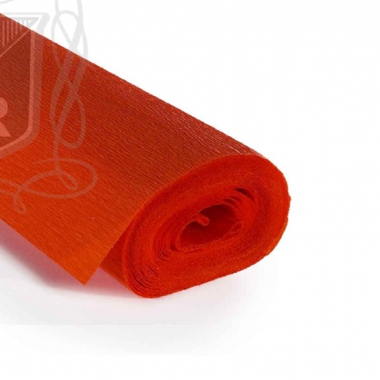 Rotolo Carta Crespa 60 gr 306 Arancione Intenso Scuro Cartotecnica Rossi Hobby Crespata Tinta Unita - 1