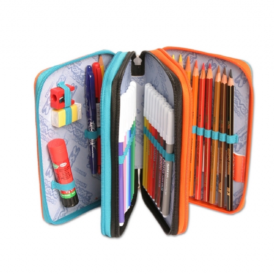Seven - Astuccio 3 zip Fluo 7.1 Variant System Big Colore Fluorescente Giallo Azzurro Arancione Rosso Nero Bianco Florescente - 2
