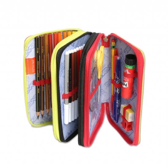 Seven - Astuccio 3 zip Fluo 7.1 Variant System Big Colore Fluorescente Azzurro Giallo Blu Blue Arancione Rosso Nero Bianco Florescente - 2