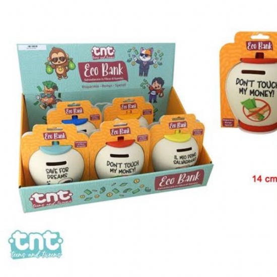 Salvadanaio TNT ECO BANK in Fibra di Bambu 14 CM Colori Assortiti - 1