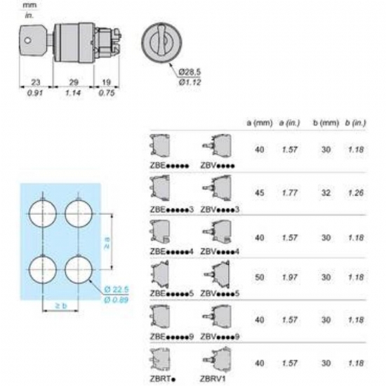 Schneider Electric ZB4BG2 Telemecanique Testa Selettore a Chiave 2 Posizioni Diametro 22mm - 2