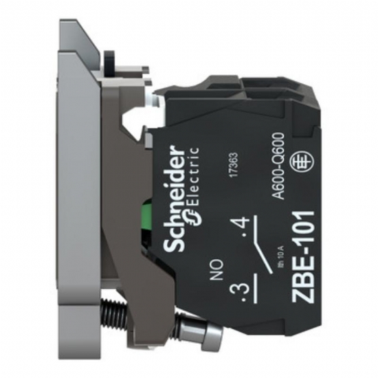 Schneider Electric ZB4BW061 Telemecanique Corpo in Metallo per Pulsante Luminoso con Elemento 1NO e Base BA9s  Diametro 22mm Morsetti a Vite - 2