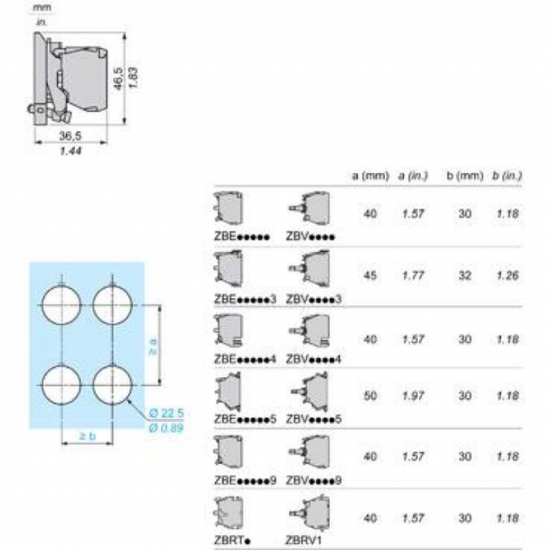 Schneider Electric ZB4BZ102 Telemecanique Corpo Contatti  1NC Diametro 22mm - 2