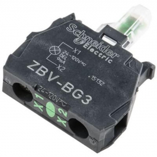Schneider Electric ZBVBG3 Elemento Luminoso Led Integrato Verde da 24V a 120V Diametro 22mm Morsetto a Vite - 1
