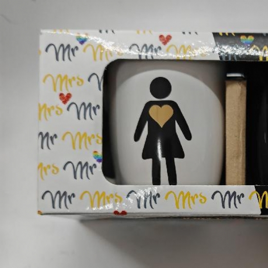 Set 2 Tazze Mug Cup Dor Regalo San Valentino Anniversario MR e MRS o LUI e LEI - 1