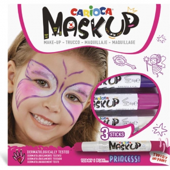 Set 3 Pezzi Trucco Mask Up Carioca Princess Monster Carnival Animals Creepy - 2