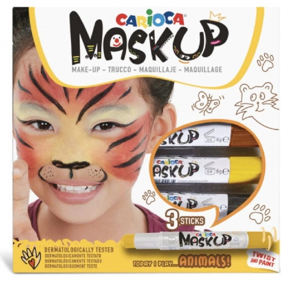Set 3 Pezzi Trucco Mask Up Carioca Princess Monster Carnival Animals Creepy - 2