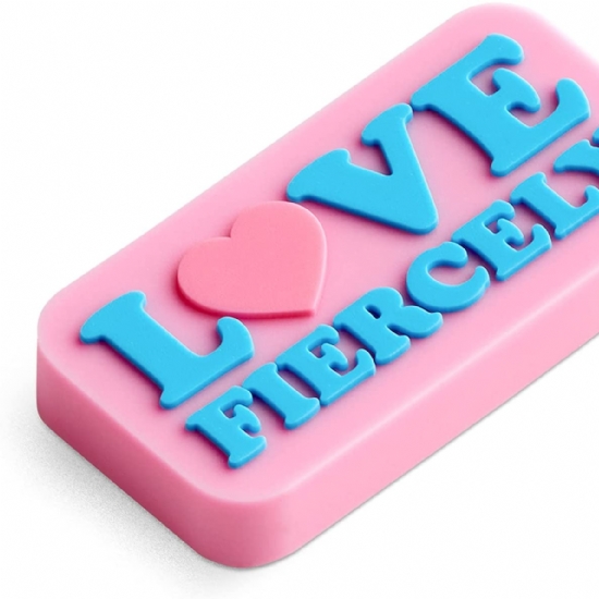 Set 4 Gomme in Vinile - CHIARA FERRAGNI - Scuola Fashion Blogger - Boss Babe - Eyelike - Argento Rosa Giallo Azzurro - 2
