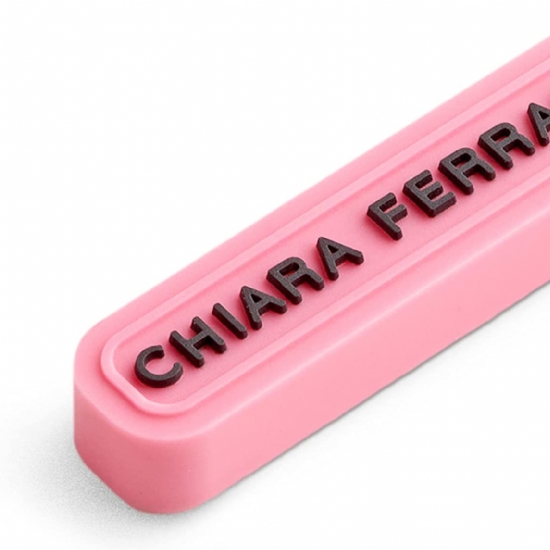 Set 4 Gomme in Vinile - CHIARA FERRAGNI - Scuola Fashion Blogger - Boss Babe - Eyelike - Argento Rosa Giallo Azzurro - 2