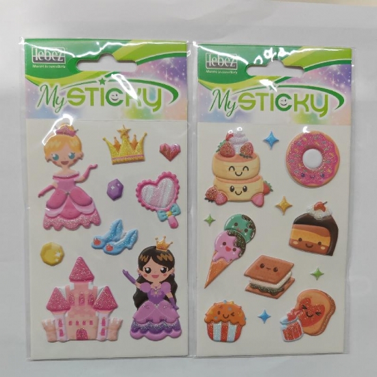 Set Adesivi Gommati 3D My Sticky Lebez Fantasia Palloncini Principesse Biscotti Trucchi Regali - 1