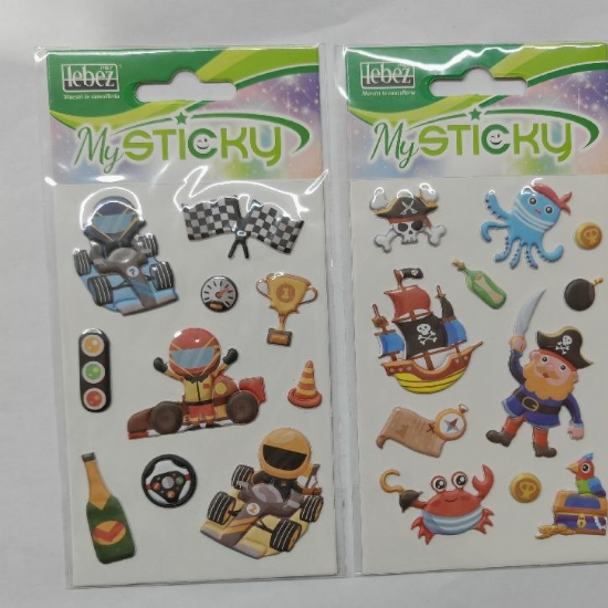 Set Adesivi Gommati 3D My Sticky Lebez Fantasia Spazio Formula 1  Pirati Calcio Mostri Dinosauri - 1