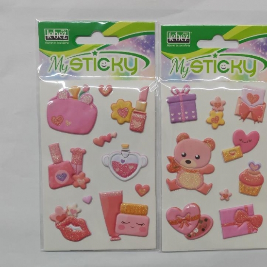 Set Adesivi Gommati 3D My Sticky Lebez Fantasia Palloncini Principesse Biscotti Trucchi Regali - 2