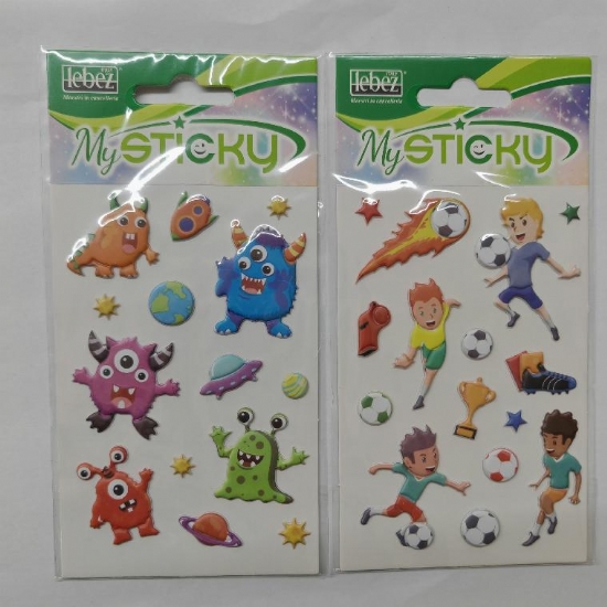 Set Adesivi Gommati 3D My Sticky Lebez Fantasia Spazio Formula 1  Pirati Calcio Mostri Dinosauri - 2