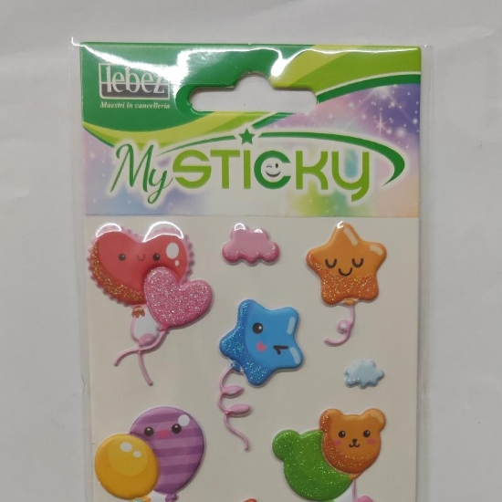 Set Adesivi Gommati 3D My Sticky Lebez Fantasia Palloncini Principesse Biscotti Trucchi Regali - 2