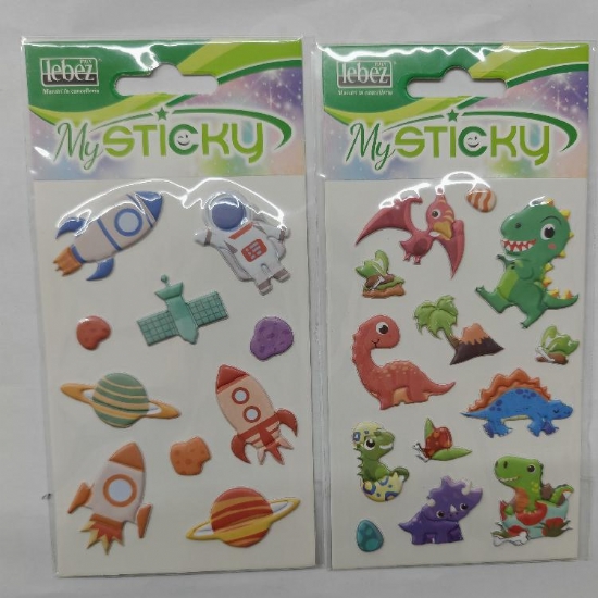 Set Adesivi Gommati 3D My Sticky Lebez Fantasia Spazio Formula 1  Pirati Calcio Mostri Dinosauri - 2