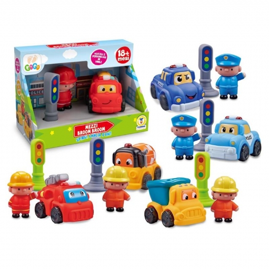 Set Gioco Teorema Mezzi Broom Broom Spingi Lancia e Vai Veicolo in Vinile Blu - 1