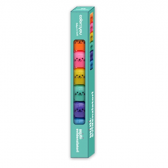 Set Mini Evidenziatori Componibili Faccine COLORXYOU Colori Assortiti Fluo - 1
