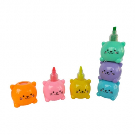 Set Mini Evidenziatori Componibili Faccine COLORXYOU Colori Assortiti Fluo - 2