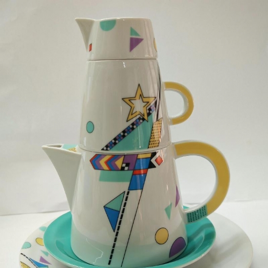 Set Postmoderno Teiera e Tazza in Ceramica Vintage Vip Collection Seltmann Weiden - 1