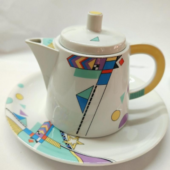 Set Postmoderno Teiera e Tazza in Ceramica Vintage Vip Collection Seltmann Weiden - 2