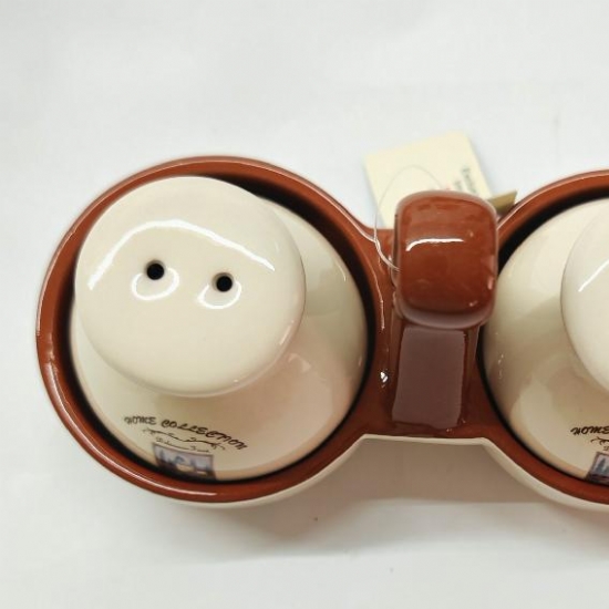 Set Saliera Pepiera in Ceramica  Terracotta Stile Villaggio Italiano - 2