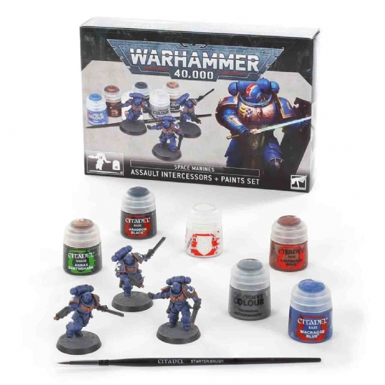 Set di pittura con colori e pennello Citadel Colour Space Marines Assault Intercessors Warhammer 40000 - 1