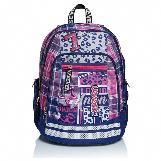 Seven - Zaino Advanced - Cheer Girl - ColoreQuadri Scozzese fuxia viola bianco rosa grigio - 1