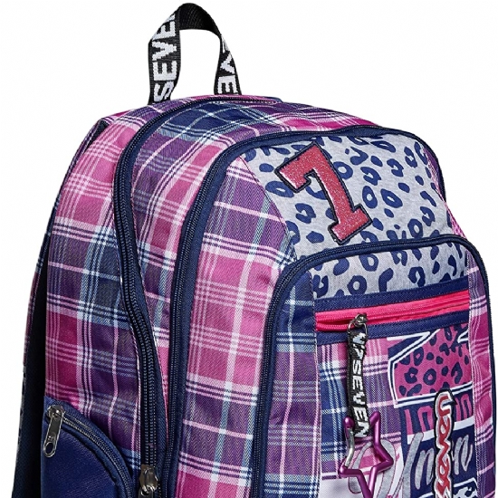 Seven - Zaino Advanced - Cheer Girl - ColoreQuadri Scozzese fuxia viola bianco rosa grigio - 2
