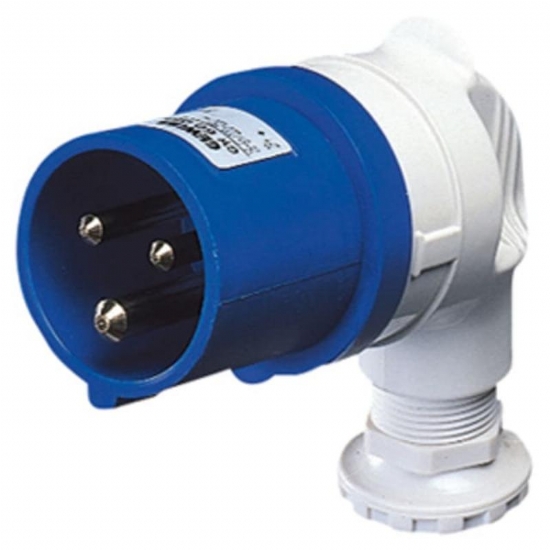 Spina Mobile 90 Gradi Gewiss GW60085  2P T Blu16A 230V Cablaggio a Vite - 1