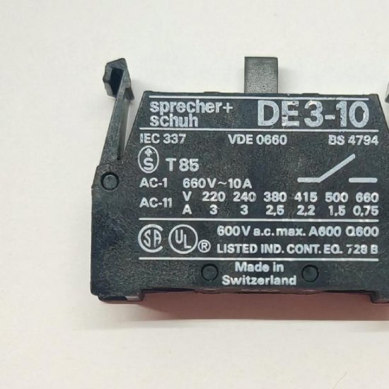 Sprecher Schuh DE310 Blocco di Contatti 1 NO 600V 10A Diametro di Montaggio 22mm - 1