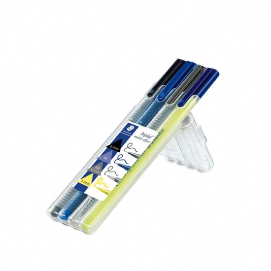Staedtler - Triplus Muliti Set - Penna Evidenziatore Portamine 0,5 mm Pennarello - Blu Giallo Grigio Nero - 2