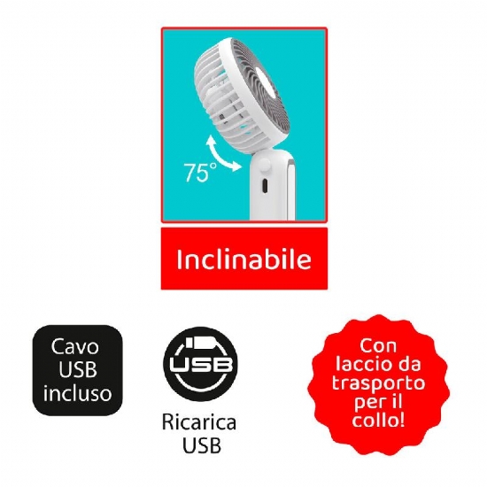 Stay Cool TNT Mini Ventilatore USB Portatile  Inclinabile Con Laccio - 2