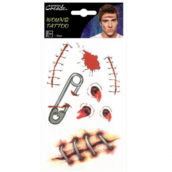 Tatuaggi Cicatrice Ferite Halloween per Travestimenti Horror Orrore - 1