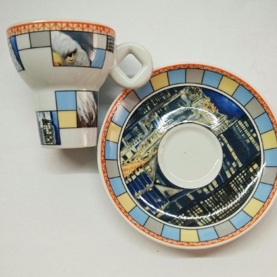 Tazzine Caffe Vip di Seltmann Weiden Espresso Piu 5039 in Porcellana Tedesca con Piattino Varie Decorazioni da Collezione Vintage - 2