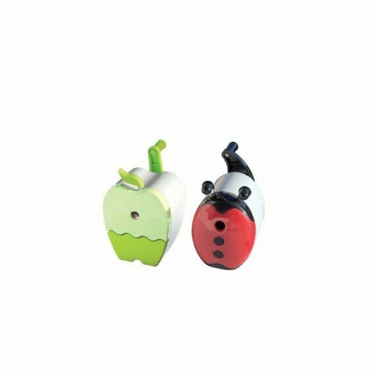 Temperamatita LEBEZ Trucciolo - Temeprino 1 foro manuale con manovella - Coccinella rossa Mela Verde - 1