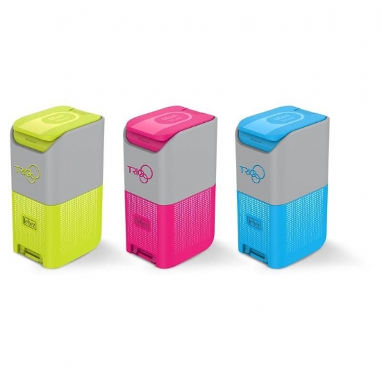 Temperino Universale Trio Lebez 3 fori con Raccoglitore Colore Rosa Verde Azzurro - 1