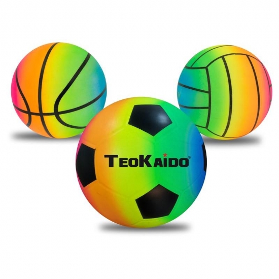 Teorema Pallone in Gomma Beach Volley Calcio Arcobaleno Teokaido Diametro 23 cm - 1