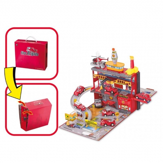 Teorema Playset Garage Stazione Pompieri Valigetta e Macchinine - 2