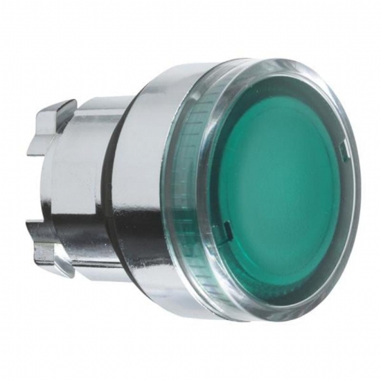 Testa Pulsante Luminoso Schneider Telemecanique  ZB4BW33 ad Impulso Luminoso Senza Marcatura Diametro 22mm Colore Verde - 1