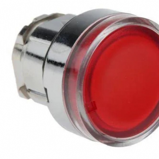 Testa Pulsante Luminoso Schneider Telemecanique  ZB4BW343 ad Impulso Luminoso Senza Marcatura Diametro 22mm Colore Rosso per Led Universale - 1