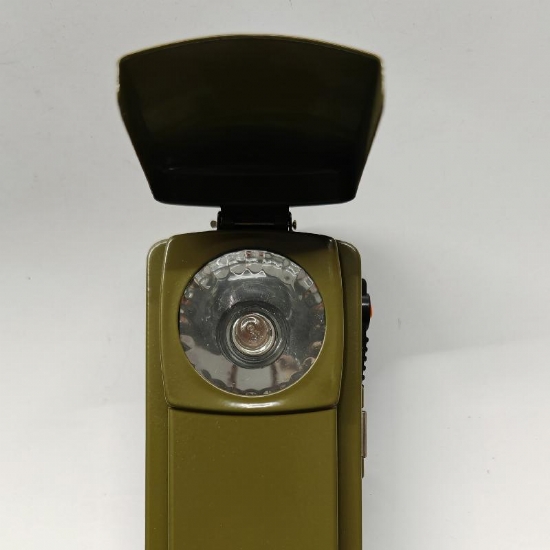 Torcia Lyvia Militare Vintage in Metallo con Cursore di Segnali Colorati Verde Rosso - 2